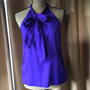 J Crew, purple silk, bow front top, size 2